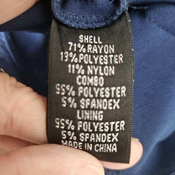 Adrianna Papell Blue Sleeveless Tiered, Pleated Metallic Cocktail dress, size 14 - Picture 10 of 10